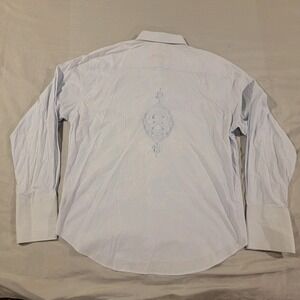 Robert Graham Jacquard Print Shirt Men's 2XL Long Sleeve Light Blue Barrell Cuff